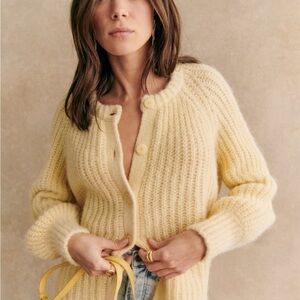 Sezane Emile Cardigan Size S Pastel Yellow NWT